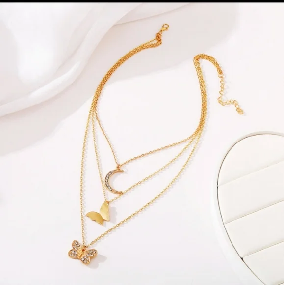 butterfly moon layered necklace - Picture 3 of 6